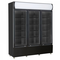 Réfrigérateur 3 portes en verre noir 1065L